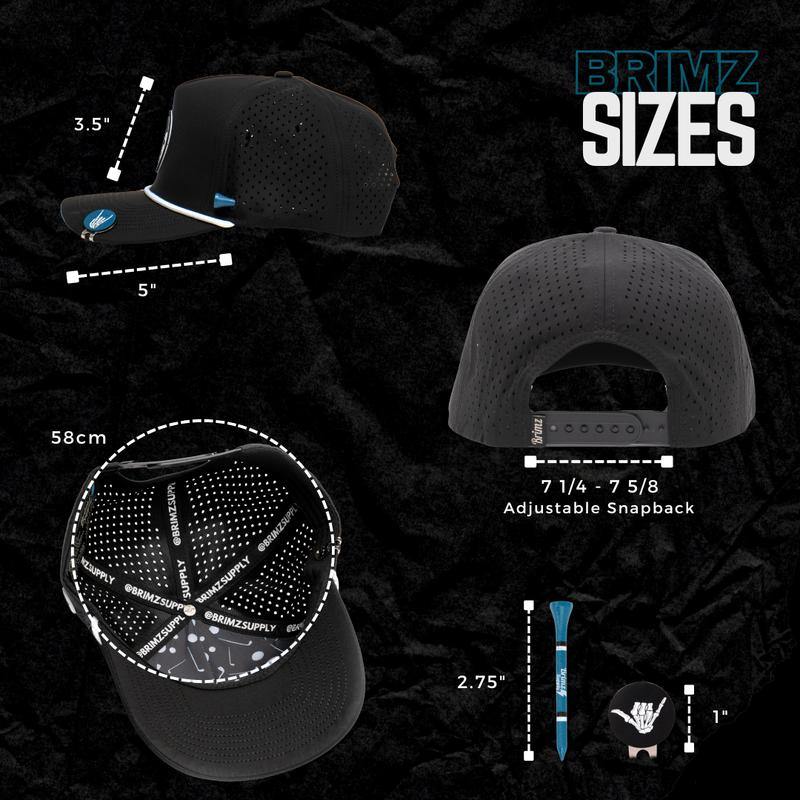 BRIMZ Golf Performance Hat - Tee Holder & Magnetic Ball Marker - Breathable, Sweat & Water Resistant Golfing Snapback Hat