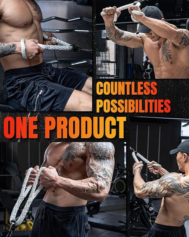 Tricep Pull Down Rope for Triceps、Back & Shoulders, Tricep Rope Cable Attachment, Cable Rope Attachments for Gym & Home with Improved Grip Stability