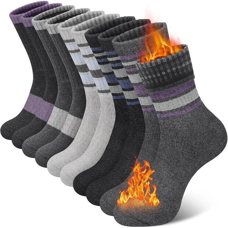 5 Pairs Merino Wool Socks for Women Winter Thick Warm Hiking Socks Women Thermal Crew Cushion Socks