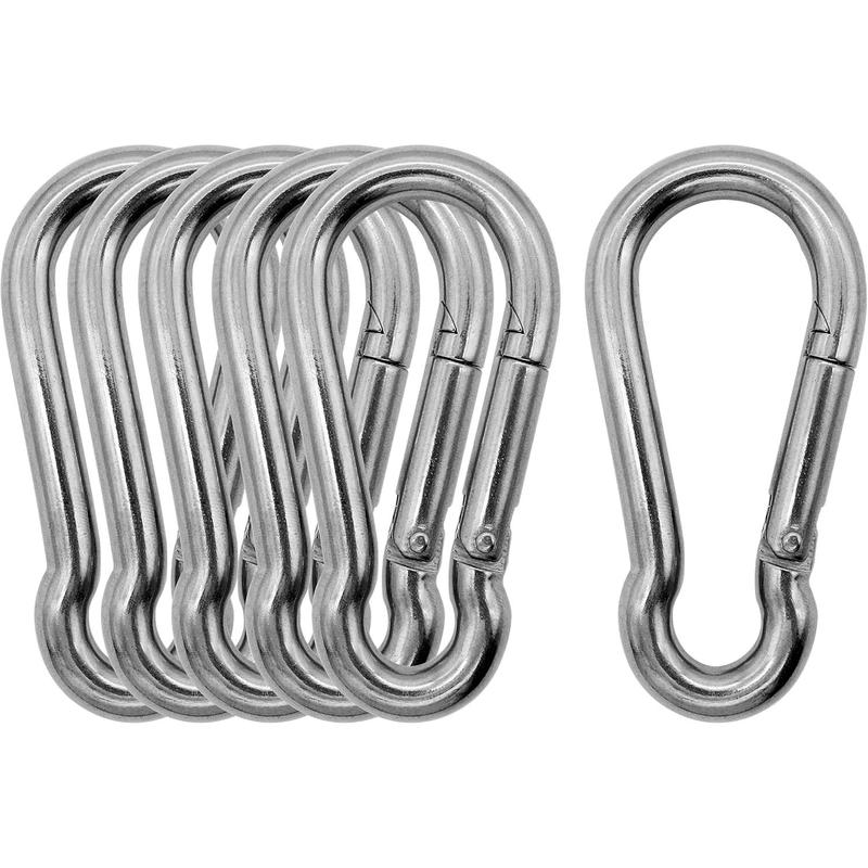 Marine Grade 316 Stainless Steel Carabiners Heavy Duty, Durable & Rust-Free Clips for Gym, Swing, Dog Leashes, Hammocks, Keychains, and More