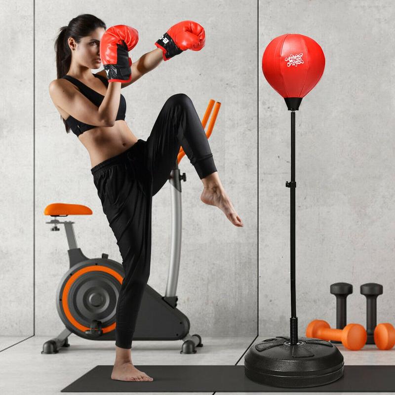 FestivalJoy-Adjustable Height Punching Bag with Stand Plus Boxing Gloves for Both Adults and Kids