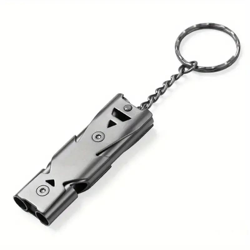 Stainless Steel Double Pipe Whistle, High Decibel Portable Keychain, Emergency Survival Multifunction Tool, Outdoor Safety Gear for Camping, Hiking