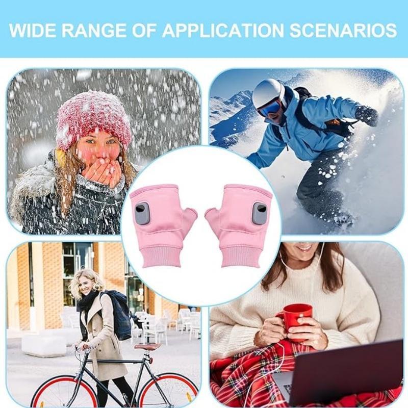 1 Pair Heated Work Gloves, 3 Speed Adjustable Heated Riding Gloves, Fingerless Heated Gloves, Half-finger Gloves, Rechargeable Heated Gloves for Outdoor Sports