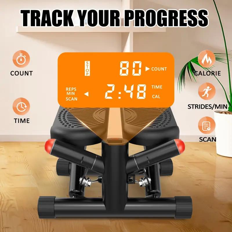 Mini Stepper for Exercise with Resistance band, Stair Stepper with 300lb loading capacity, Hydraulic Fitness Stepper with LCD Monitor, 2024 New Stepping Machine, Updated Mini Stepper