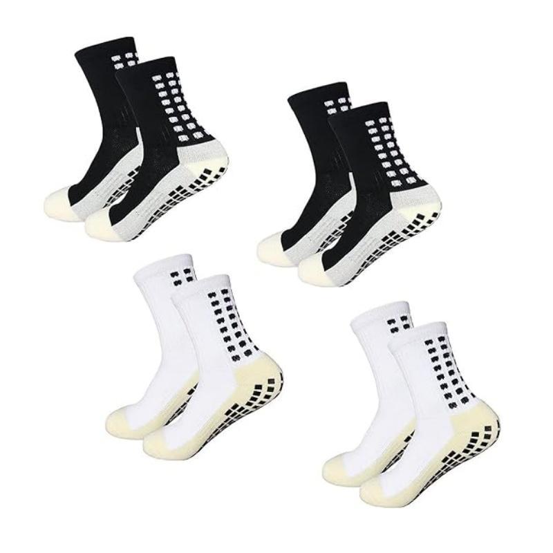 Non-slip Football Socks, 4 Counts set Breathable Comfortable Sports Socks for Men, Non-slip Sports Socks for Football Basketball, Sports Accessories, Back to School