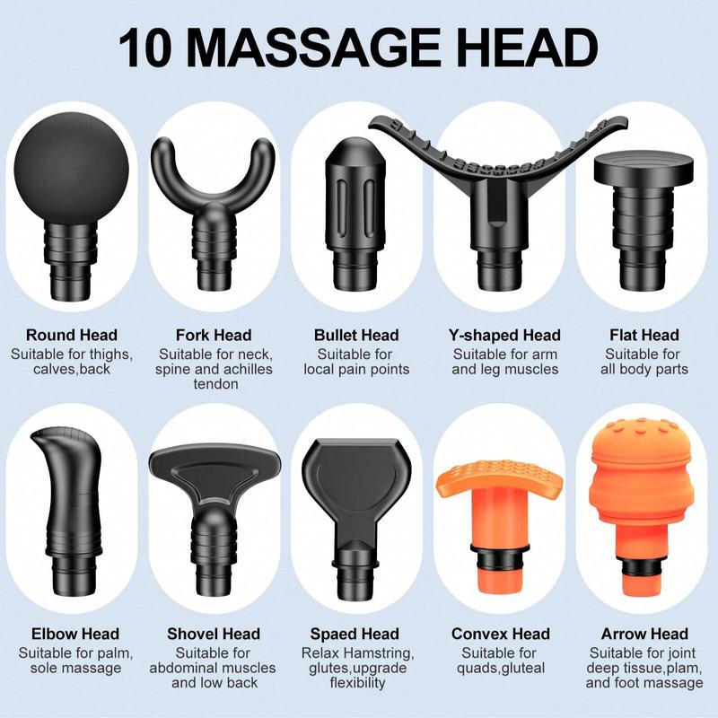 Massage Gun Deep Tissue, Back Massage Gun For Athletes For Pain Relief Attaching 10 PCS Specialized Replacement Heads, Percussion Massager With 10 Speeds & LED Screen