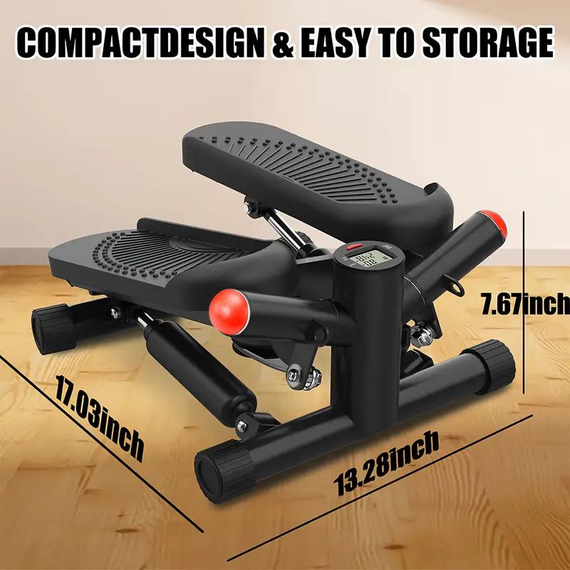 Mini Stepper for Exercise with Resistance band, Space saving Stair Stepper with 300lb loading capacity, Hydraulic Fitness Stepper with LCD Monitor, 2024 New Stepping Machine