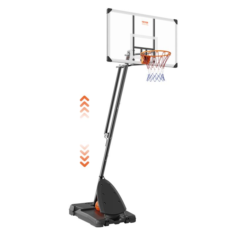 VEVOR Basketball Hoop, 7.6-10 ft Adjustable Height Portable Backboard System, 54 inch Basketball Hoop & Goal, Basketball Set with Wheels, Stand, and Fillable Base, for Outdoor Indoor