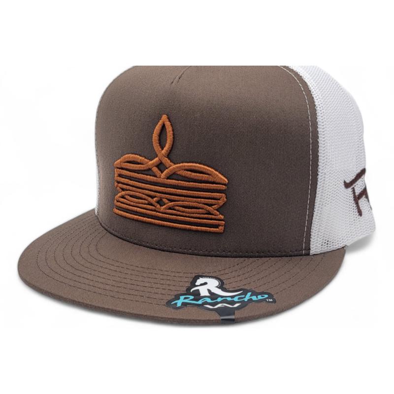 Rancho Original Boot Stitch Hat Brown White - Structured High-Profile Snapback Closure