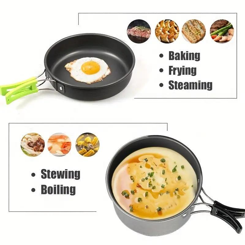 Random Color Lightweight Camping Cookware Set, 3 Counts set Pot, Pan & Kettle, Portable Aluminum Cooking Kit with Storage Bag, Outdoor Camping Kitchenware, Camping Cooking Set, Camping Set, Camping Utensils, Camp Cookware