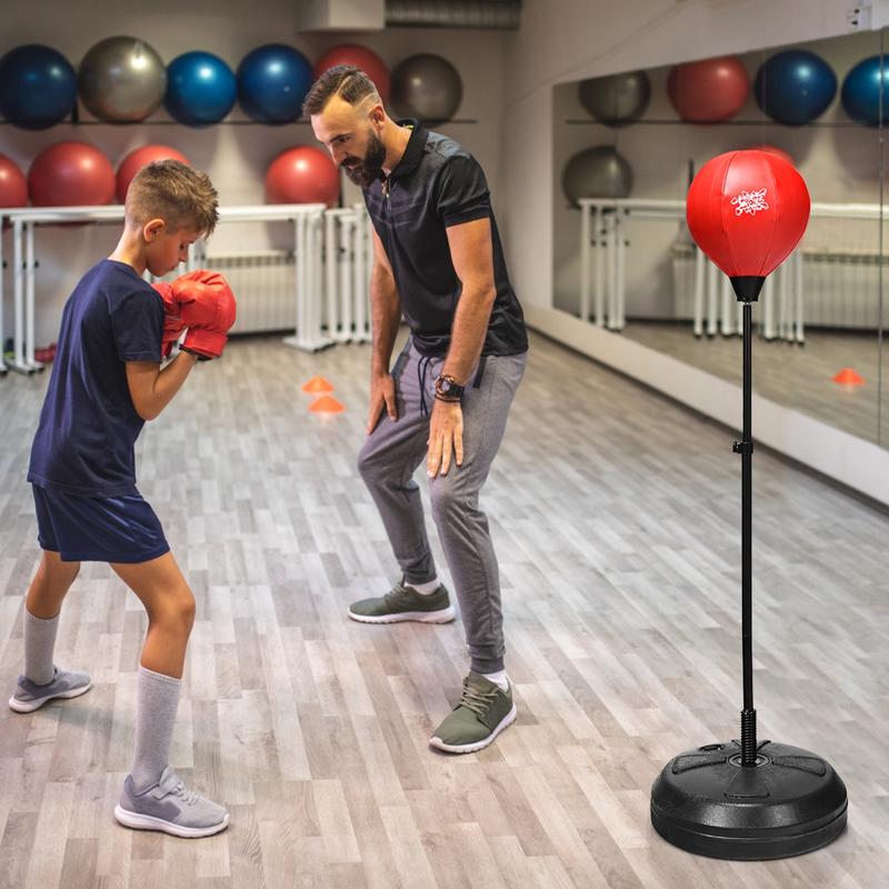 FestivalJoy-Adjustable Height Punching Bag with Stand Plus Boxing Gloves for Both Adults and Kids