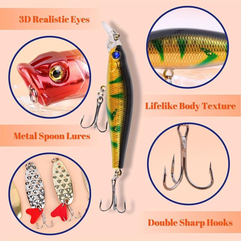 24 Days Fishing Lures Set Advent Calendar Fishing Christmas Countdown - For Fisher Adult Men Teen Boys 2024 Xmas Surprise Gift