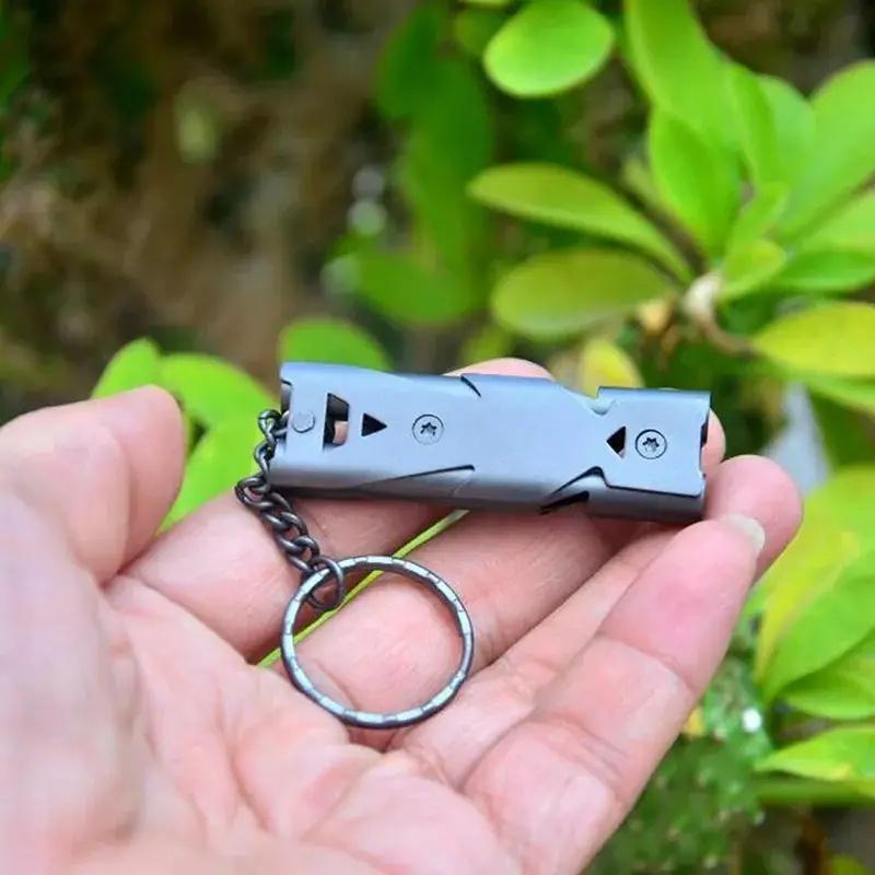 Stainless Steel Double Pipe Whistle, High Decibel Portable Keychain, Emergency Survival Multifunction Tool, Outdoor Safety Gear for Camping, Hiking