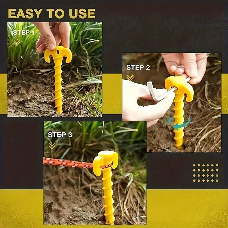 Robust Spiral Tent Peg, 12pcs set Durable Ground Anchor, Tent Stake, Tent Accessories for Camping, Hiking and Beach Canopy