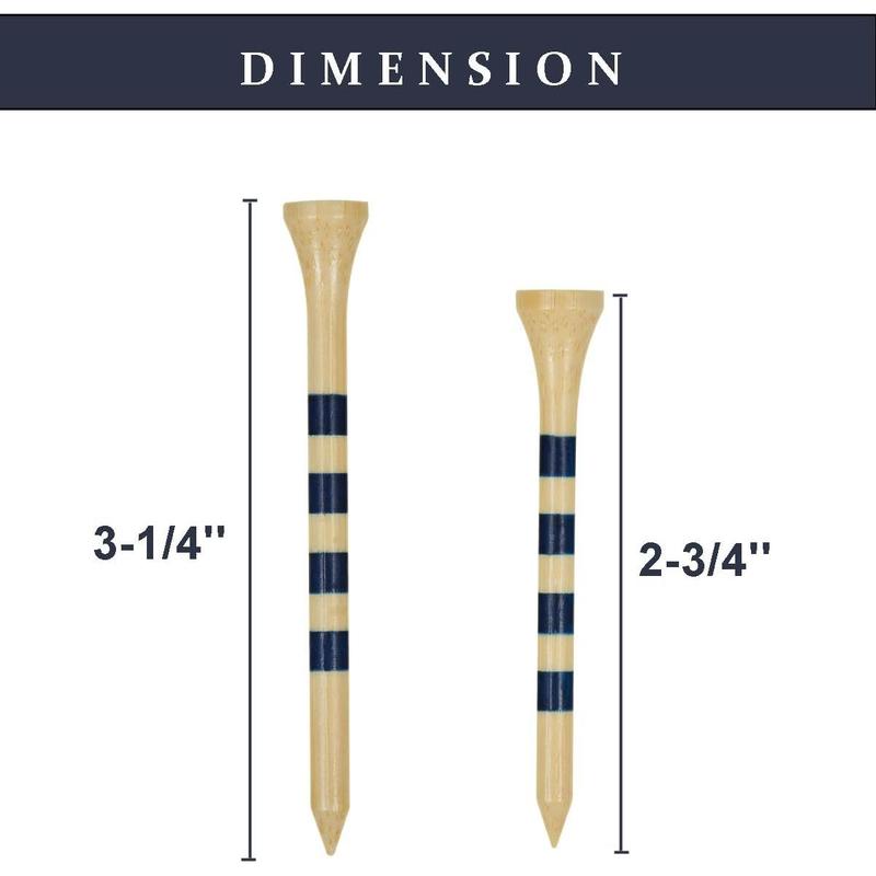 Natural Wood Bamboo Golf Tees 2 3 4 Inch & 3 1 4 Inch,Pack 50 or 120,Reduce Friction & Side Spin,More Stable Golf Tees